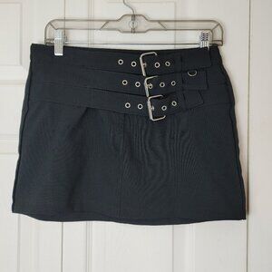Rampage Black Buckle Mini Skirt